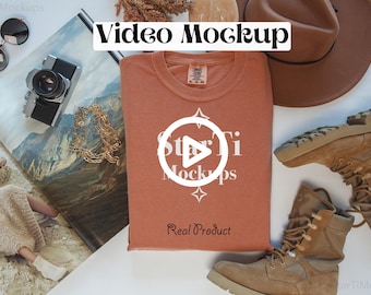 Video tshirt mockup Comfort Colors 1717 Yam mockup Flat lay shirt mockup Video