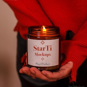 Amber candle mockup Soy candle mock-up 9oz Printify candle jar mock Minimalist