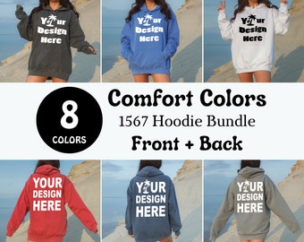 Comfort Colors Hoodie mockup bundle Front and Back mockup Oversized 1567 mockup Beach Aesthetic