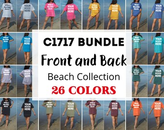 Comfort Colors C1717 Tshirt Front & Back Mockup Bundle | CC 1717 T-Shirt Dual View Bundle | Real Model Mockup | Beach Summer