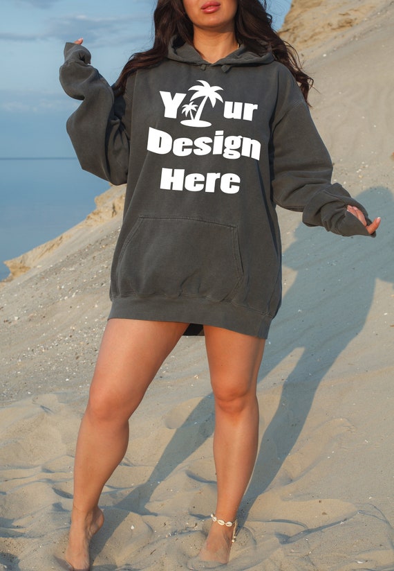 Pepper Comfort Colors 1567 Oversized Hoodie Mockup Beach Aesthetic