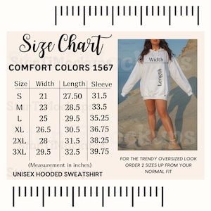 Comfort Colors 1567 Size chart Oversized hoodie size chart Unisex 1567 size guide