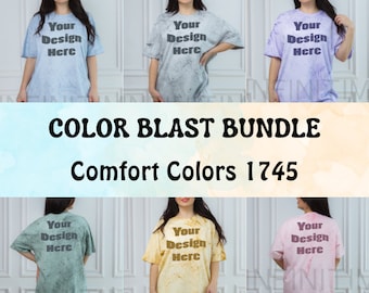Paquete de maquetas Comfort Colors 1745 Maquetas de camisetas con teñido anudado Color Blast Delantero y trasero