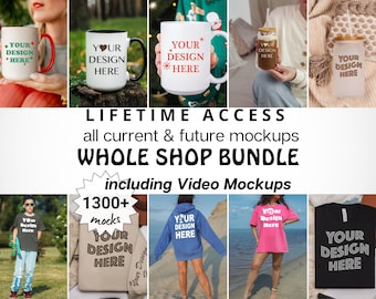 Entire shop mockup bundle Whole shop bundle Video mugs mockup bundle Glass Can Comfort Colors 1717 mockups