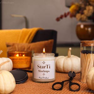 Printify candle mock up Lumient soy candle Fall mockup Real 9 oz candle jar Halloween