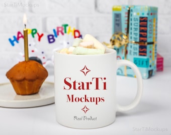 Birthday mug mockup 11oz White coffee mug mock up Printify cup mockup