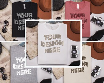 Folded Bella Canvas 3001 Flat lay mockup bundle Tshirt flat lays bundle Folded shirt mockups