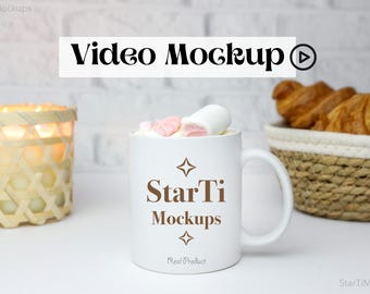11 oz Mug video mockup White coffee mug mock up Video mug mockup Aesthetic