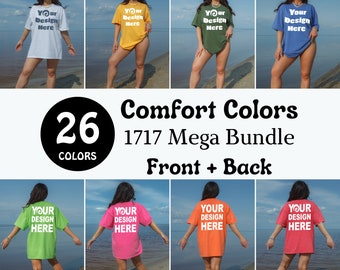 Comfort Colors 1717 Mockup Bundle | CC1717 Beach T-Shirt Front and Back View