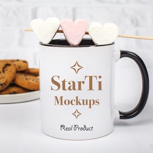 Maquette de tasse à poignée noire, 11 oz Maquette de tasse bicolore