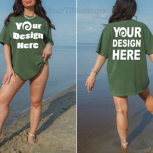 1717 Hemp mockup Summer Comfort Colors Front and back tshirt mockup Beach shirt 1717 mockup