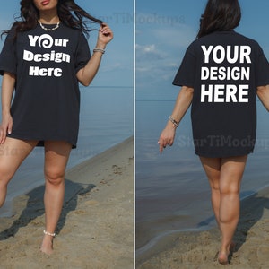 Black Comfort Colors 1717 Front and back tshirt mockup Beach 1717 mockup Summer shirt mock up