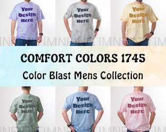 Comfort Colors 1745 mockup bundle Color Blast tshirt mockups Front and Back Male model