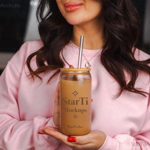 Sipper glass Valentine mockup 16oz Libbey glass can Glass cup mock-up Cute Trendy