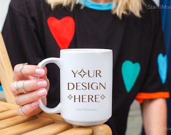 Coffee mug mockup 15 oz Cute mug mock-up Printify ceramic cup Photo product