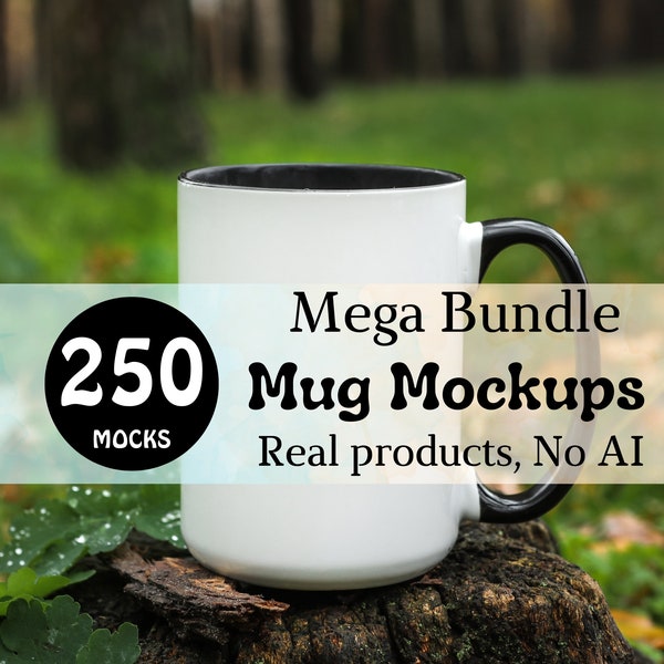 Mug mockup bundle 15oz 11oz Two tone mug mockups Accent mug mock up Printify Ceramic Coffee cup mock ups Mega bundle