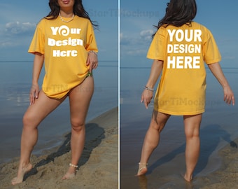 Citrus Comfort Colors 1717 Front and back tshirt mockup Beach 1717 mockup Summer shirt mock up