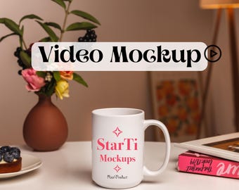 Coffee mug Video mockup 15oz Real Drinkware mug mock up Video Trendy Aesthetic