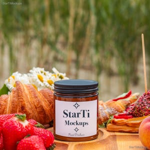 Soy candle mockup Lumient scented amber candle mock-up Real 9 oz candle jar mock Summer  POD listing image