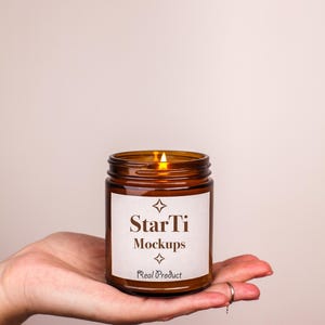 Amber candle mockup Soy candle mock-up 9oz Printify candle jar mock Minimalist