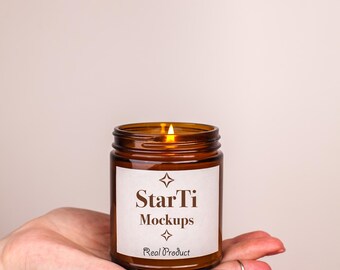 Amber candle mockup Soy candle mock-up 9oz Printify candle jar mock Minimalist