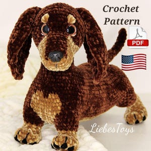 Virkmönster till tax, utan eller med få sömmar, plysch-amigurumi-leksak, gör-det-själv-leksak, PDF