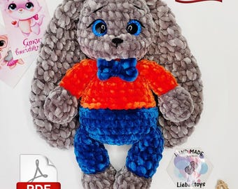 Patrón de conejito de crochet sin costuras: Conejo de peluche amigurumi (patrón PDF)