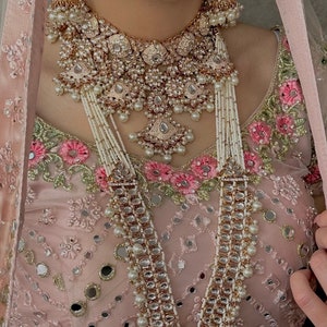 Rose Gold/Peach Full Faux Kundan Style Bridal Set/Indian/Pakistani Style/ Choker/ Earring/ Tikka/ Jhumar Passa/ Mathapatti/ Hand Harness.