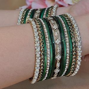 Kleine groene parelachtige armbandset - beide armen Indiaas/ Pakistaans/sieraden/modearmband
