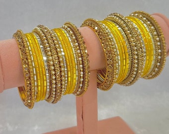 Small Yellow Bangle Set/Indian/ Pakistani/Jewelley/ Fashion Bracelet