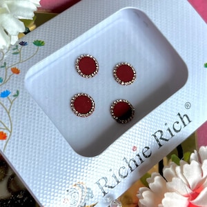 Maroon Round Bindi Pack/ Bindiya/ Chanlo/ Indian Accessory/ Forehead Sticky Gem