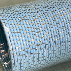 Sky Blue Gold Dot Set of 12 Single Bangles - 2.6/Blue Bangles/Indian/ Pakistani Bangles/Sky Blue Bangles