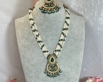 Green Short Mala Necklace Set