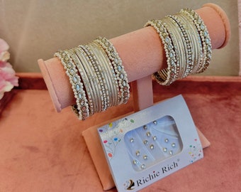 Small Clear Bangle Set (Bindi pack included)/Indian/ Pakistani/Jewelley/ Fashion Bracelet