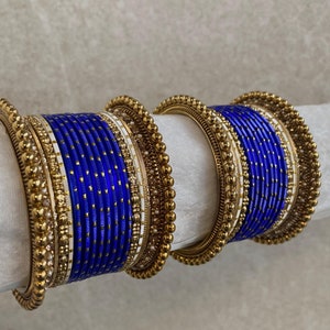 Small Navy Bangle Set/Indian Navy Bangles/Navy Bangle Set/Gold Ball Indian Bangles/Golden Bangles/Navy Churis/Navy Churi Sets