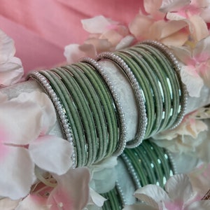 Mint & Silver Bangle Set/Indian/ Pakistani/Jewelley/ Fashion Bracelet