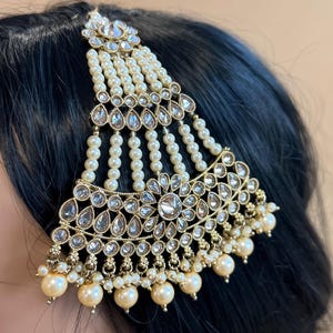 Champagne Pearl Jhumar/ Passa/ Indian/ Pakistani Style/Headpieces/Champagne Passa/Gold Jhumar/Gold Passa/Pakistani Jhumar