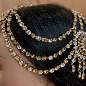 New Fashion Fancy Jhumar! Jhoomar Passa with Tikka One Piece Stylish Trending Indian Pakistani Style Bollywood Antique Gold Clear Rhinestone