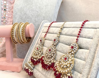 Maroon bridal necklace set