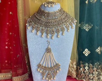 Antique Gold Crystal Full Bridal Set