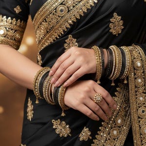 Kleines schwarzes Armreifen Set / indisch / pakistanische / Schmuck / Mode Armband