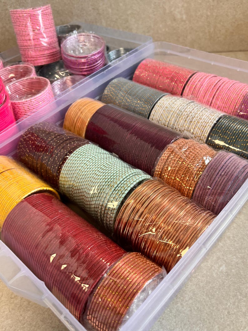 Indian Bangles: Velvet, Metal, Glitter Mix - Size 2.8 - Etsy
