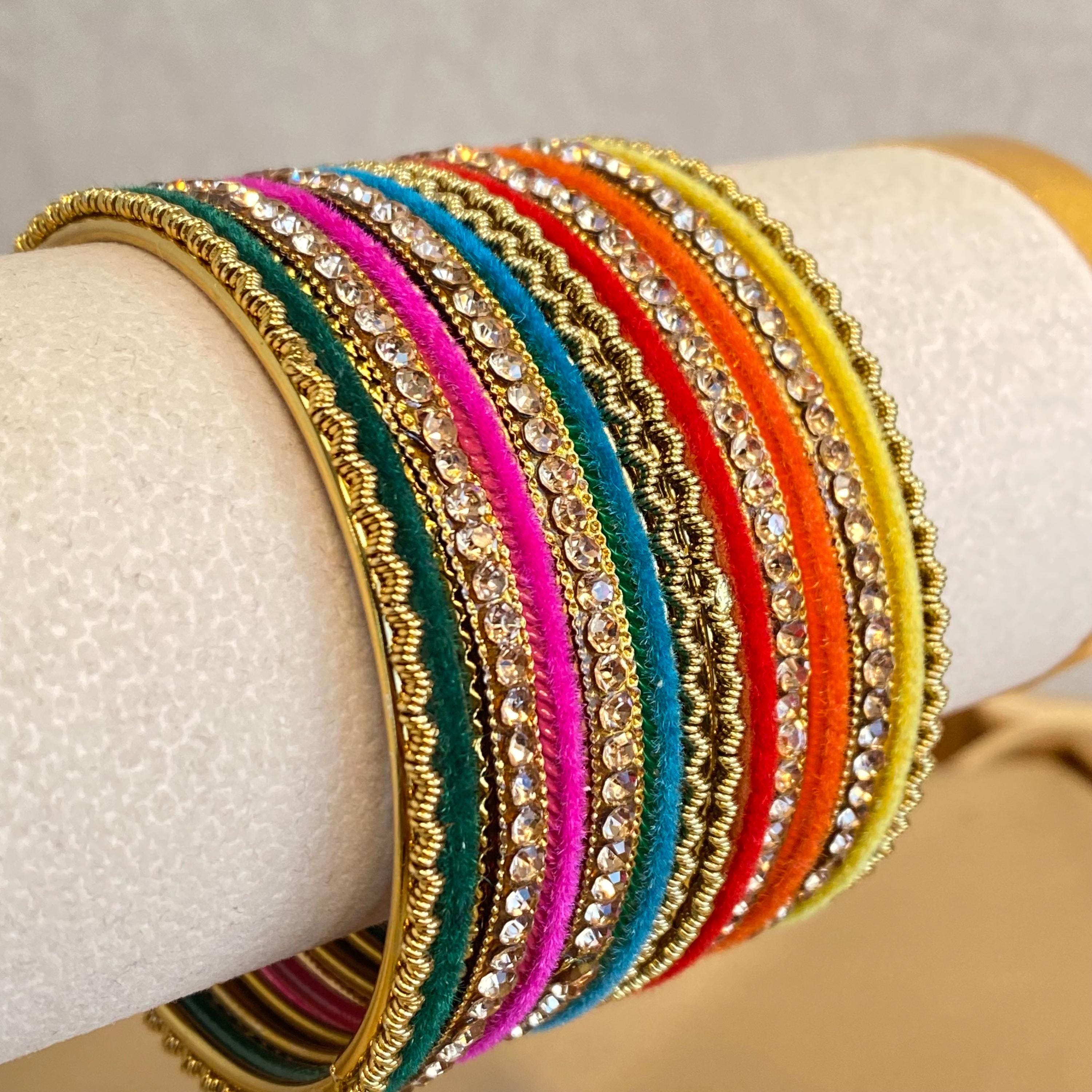 Touchstone Colorful 2 Dozen Bangle Collection Indian Bollywood Pastel