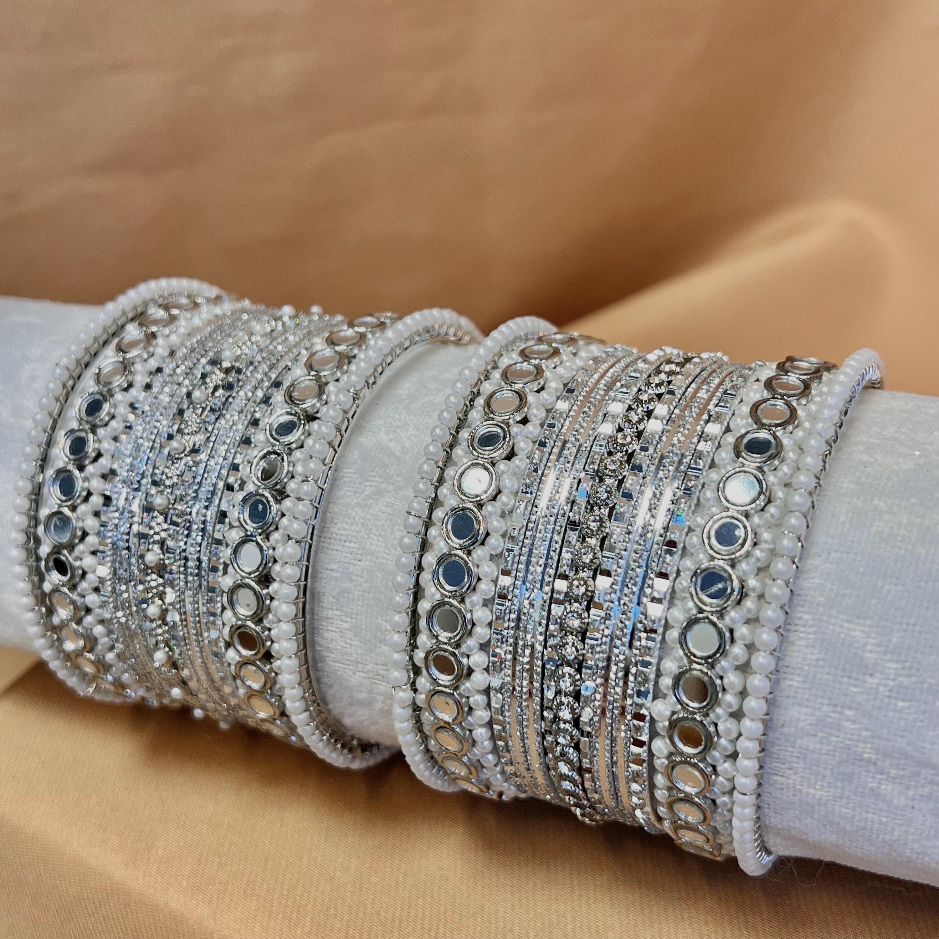 Small Silver Mirror Bangle Set/silver Bangle Set/mirror Bangles