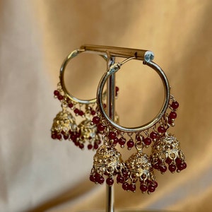 Maroon - Handcrafted Fabart GS Jhumki Earrings 07
