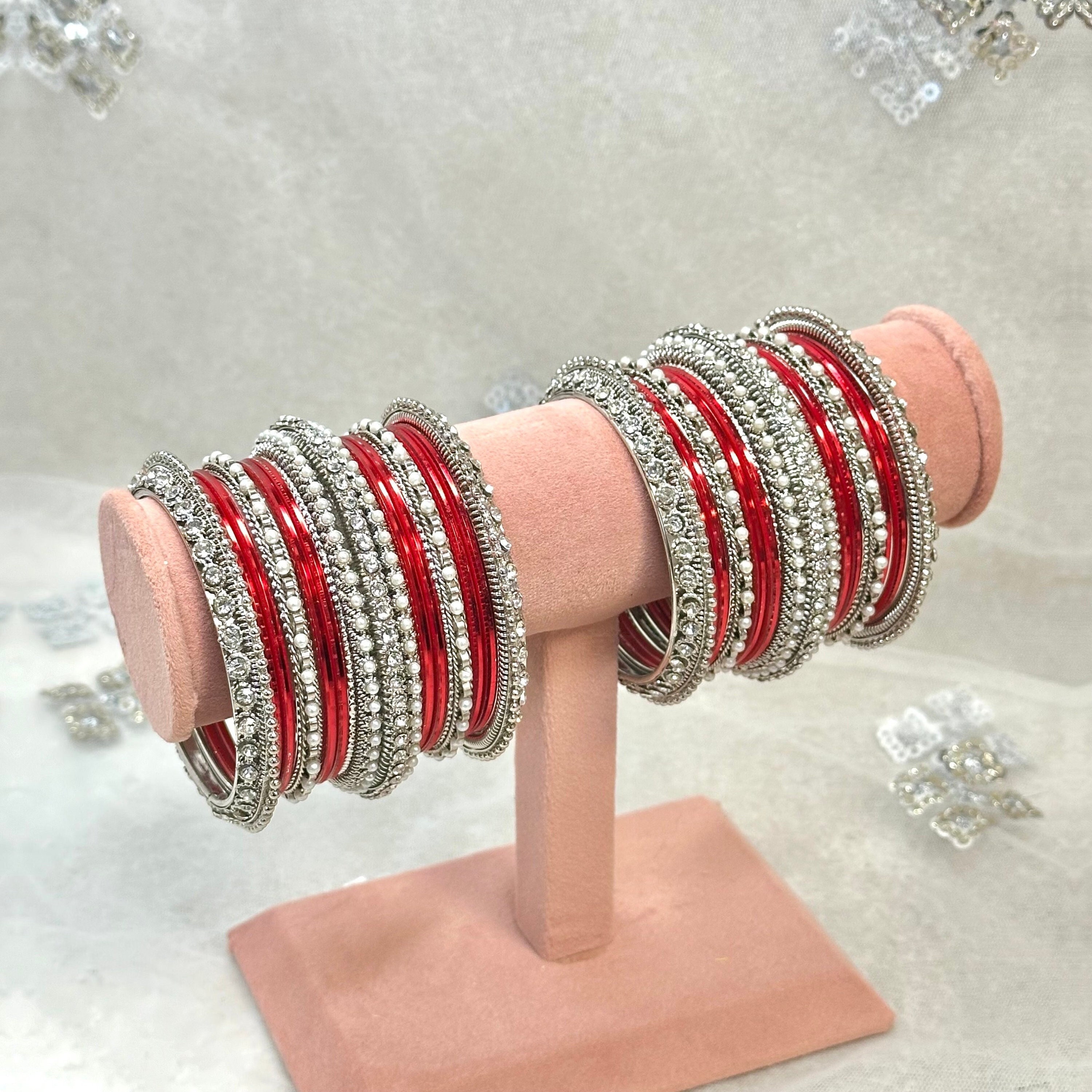 Set Di 24 Braccialetti Indiani Chura In Lega Metallica Color Argento E Verde - Gioielli Bollywood Taglia M Per Matrimonio E Feste, Regalo Tradizionale