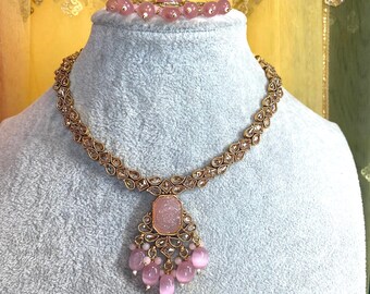 Pink & Champagne Necklace Set