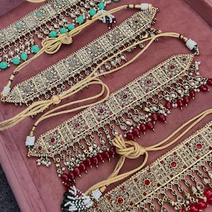Champagne & pärl choker set Örhänge/ Tikka/ Tikli/ Indiska/ Pakistanska/ Modesmycken/ Present till kvinnor