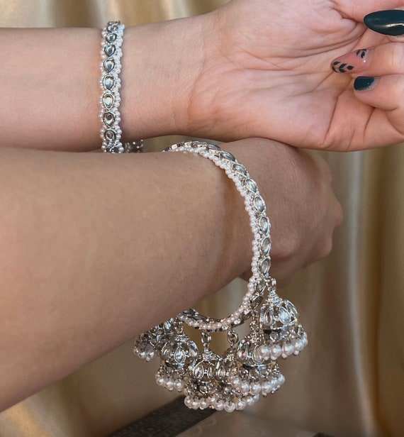 Silver Faux Kundan 7 Drop Jhumka Bangles/jhumki Bangles/indian