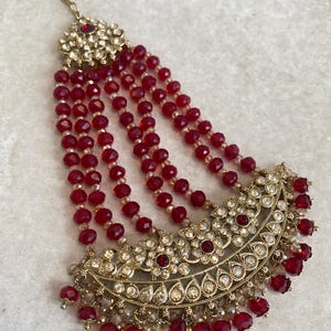 Maroon And Gold Jhumar/Passa Maroon Stones Maroon And Gold Beads For Brides Nikkah Wedding Reception Indian Pakistani Desi Ethnic Jewelry